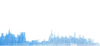 Modern şehir panoraması 3D illüstrasyon
