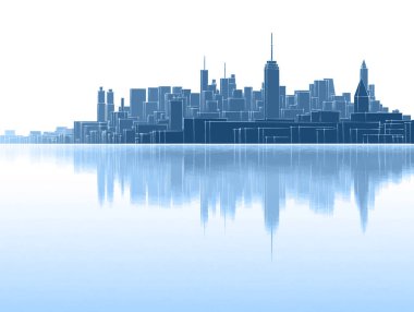 Modern şehir panoraması 3D illüstrasyon
