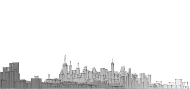 Modern şehir panoraması 3D illüstrasyon