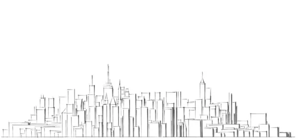 Cidade Moderna Panorama Ilustração — Fotografia de Stock