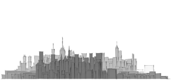 Panorama Ciudad Moderna Ilustración — Foto de Stock