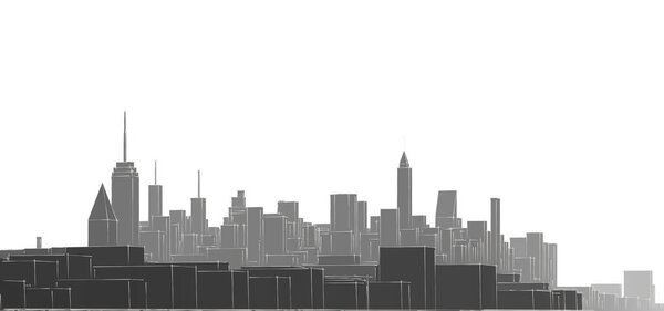 Modern city panorama 3d illustration