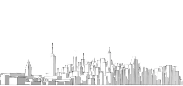 Cidade Moderna Panorama Ilustração — Fotografia de Stock