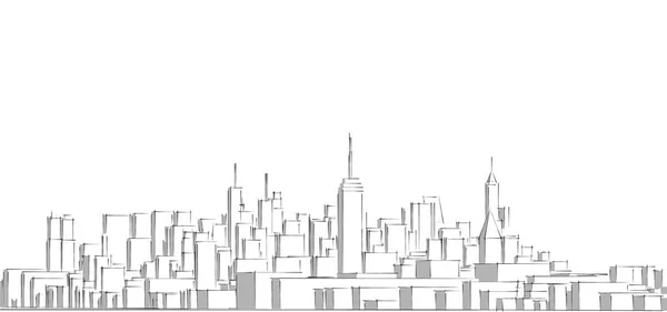 Nowoczesne Miasto Panorama Ilustracja — Zdjęcie stockowe