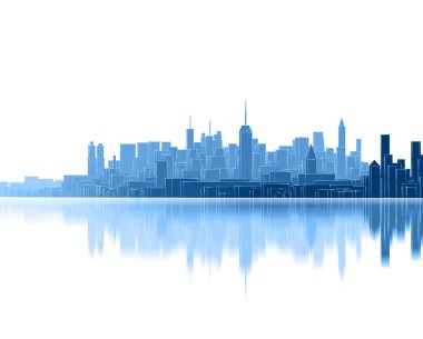 Modern şehir panoraması 3D illüstrasyon