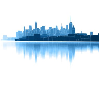 Modern şehir panoraması 3D illüstrasyon