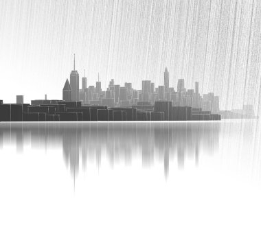 Modern şehir panoraması 3D illüstrasyon