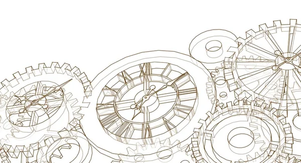 Klocka Mekanism Grafisk Symbol Illustration — Stockfoto