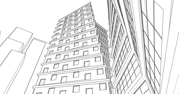 Abstract Architecture Illustration Sketch — Stock Photo, Image