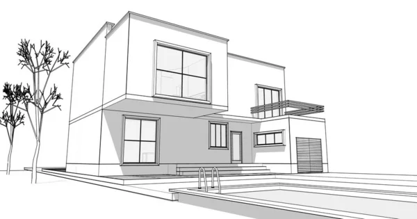 Townhouse Architectural Sketch Illustration — Stock Photo, Image