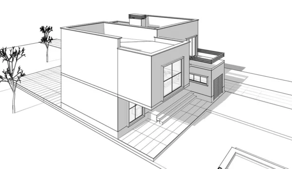 Townhouse Desenho Arquitetônico Ilustração — Fotografia de Stock