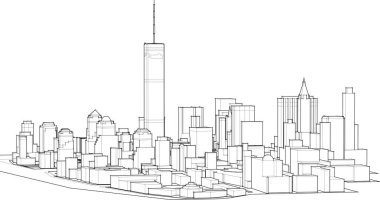 New York şehrinin silueti. vektör illüstrasyonu