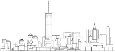 New York City, ABD, vektör çizimi