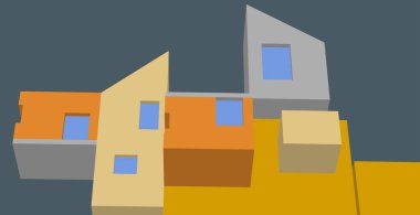 Modern bir mimarinin 3 boyutlu çizimi