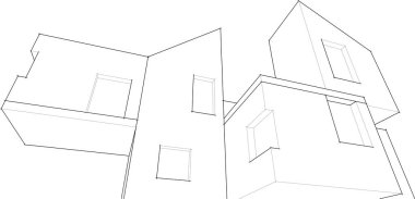 ev konsepti çizimi 3 boyutlu illüstrasyon