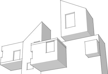 ev konsepti çizimi 3 boyutlu illüstrasyon