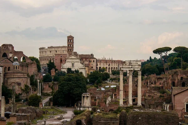 Ancient Rome Ruins Colosseum Dramatic Sunset — Stock fotografie