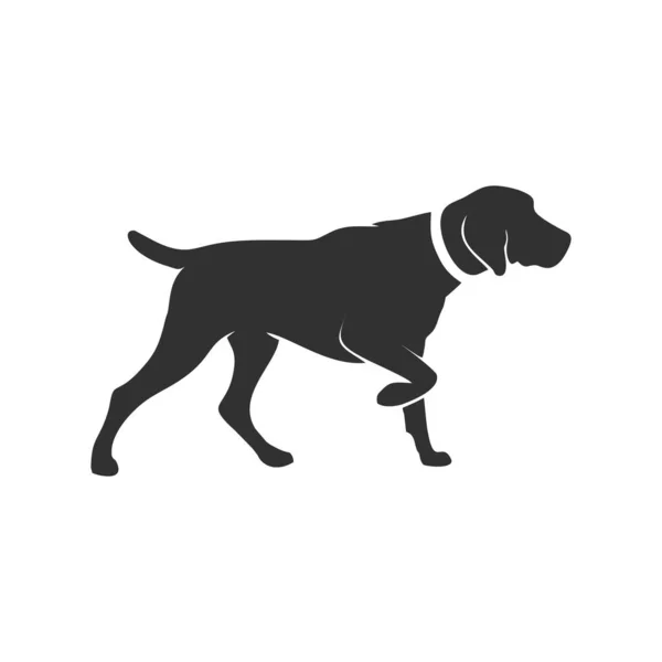 Negro Blanco Perro Silueta Vector — Vector de stock