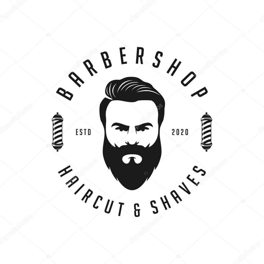 Barbershop logo design. Vintage Barbershop logo template on white background