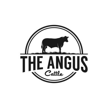 Siyah angus sığır amblemi tasarım şablonu vektörü