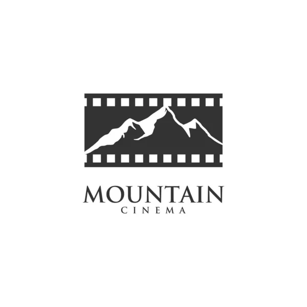 Modèle Vectoriel Conception Logo Montagne Cinéma — Image vectorielle