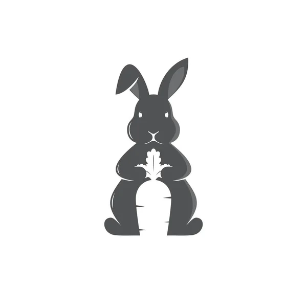 Illustration Vectorielle Logo Lapin Avec Espace Négatif Carotte — Image vectorielle