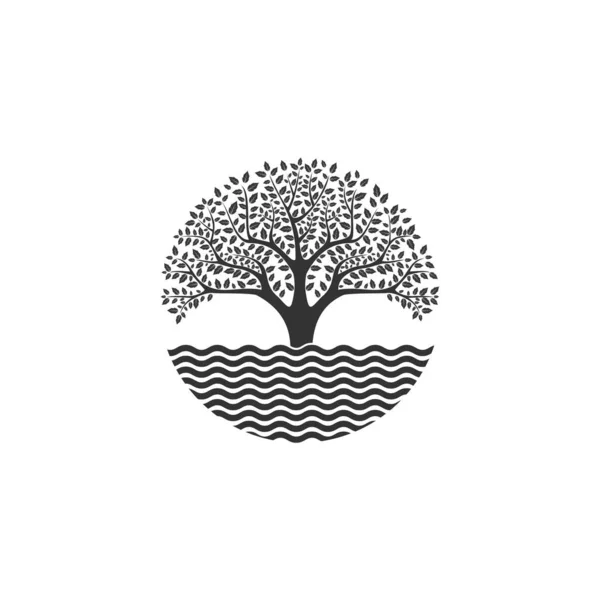Arbre Vivre Dans Eau Abstrait Modèle Vectoriel Conception Logo — Image vectorielle