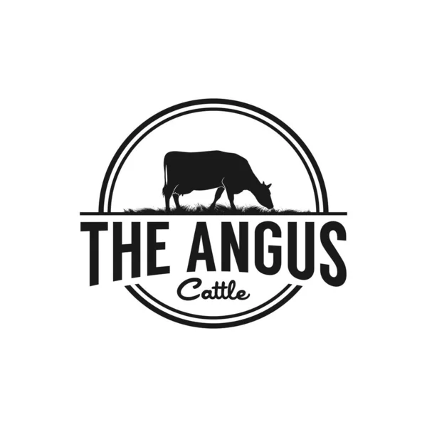Retro Vintage Sığır Angus Logo Tasarım Şablonu — Stok Vektör