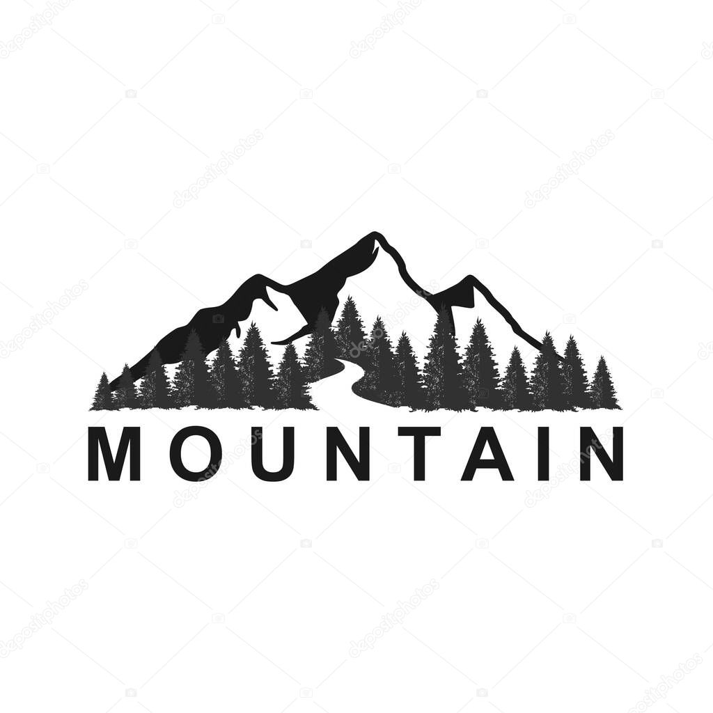 Mountain adventure with river logo template