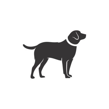 Siyah ve beyaz köpek siluet vektörü