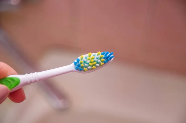 Tooth Brush Close Sink Toothpaste — Stock Photo, Image