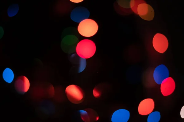 Jul Bokeh Bakgrund Med Julbelysning Fokus Färgglada Bokeh — Stockfoto