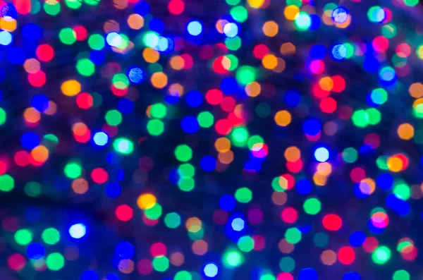 Veelkleurige Kerstverlichting Defocus Kerst Achtergrond — Stockfoto