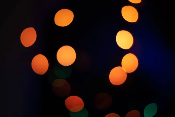 Jul Bokeh Bakgrund Med Julbelysning Fokus Färgglada Bokeh — Stockfoto