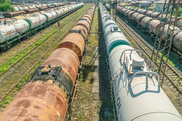 Batumi Geórgia Julho 2019 Trem Tanque Carga Estação Ferroviária Trens — Fotografia de Stock