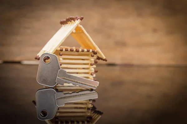 Toy House Matches Keys Front Them Concept — Stock Photo, Image