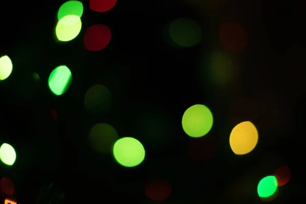 Jul Bokeh Bakgrund Med Julbelysning Fokus Färgglada Bokeh — Stockfoto