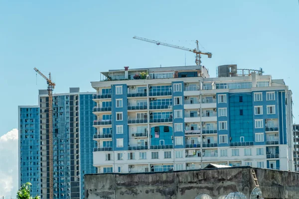 Construction Modern Glass Buildings Butumi Georgia Amazing View Boulevard Sunny — Stock Photo, Image