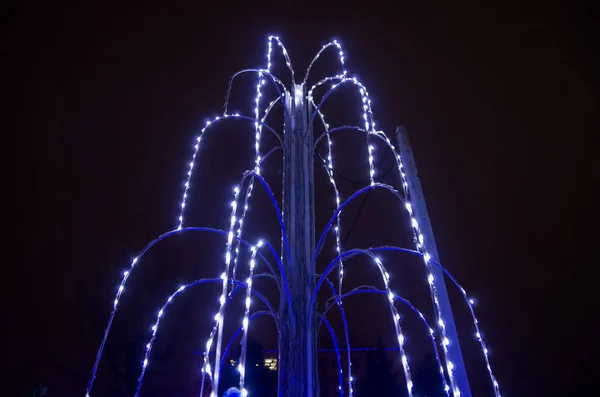 Decoratiuni Lumini Craciun Strazile Orasului Ajunul Anului Nou Craciun — Fotografie, imagine de stoc