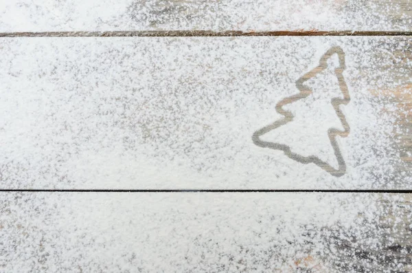 Boulangerie Arrière Plan Noël Arbre Noël Décoratif Sur Table Bois — Photo