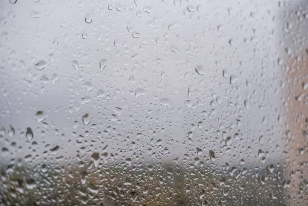 Regnerischer Herbsttag Tropfen Auf Das Fenster Hintergrund Mit Wassertropfen — Stockfoto