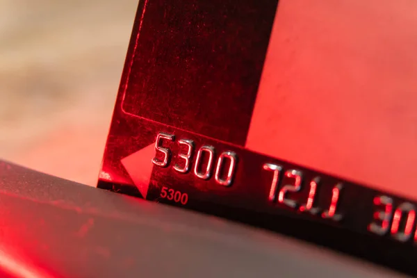 Credit Card Passed Terminal Light Red Lights Macro — Stock Photo, Image