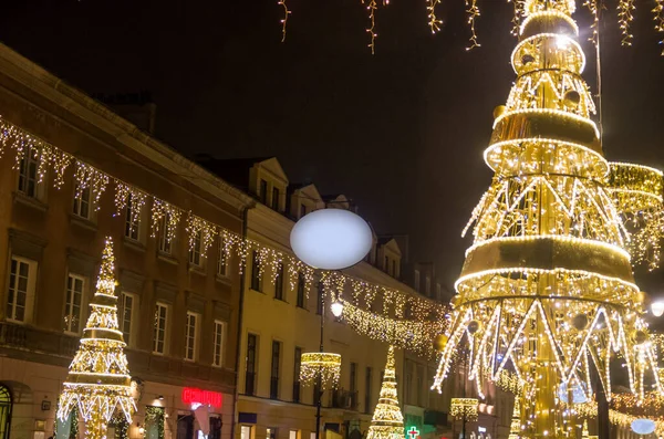 Holiday Decorations Nowy Swiat Warsaw Poland Space Text — Stock Photo, Image