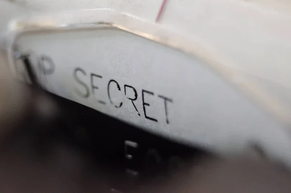 Close up printed text Top secret on an old typewriter