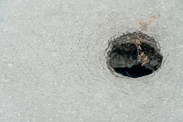 Asfalttaki yuvarlak delik, boşluğu kopyala