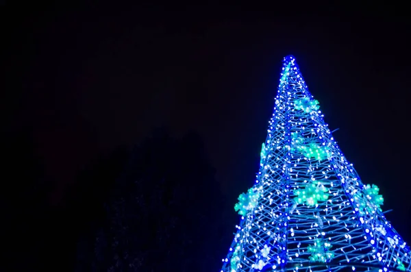 Arbre Noël Des Lumières Dans Rue Nouvel Noël — Photo