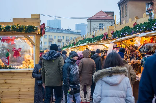 Warsaw Poland December 2018 People Old Town Christmas Market Warsawian — Stock Photo, Image