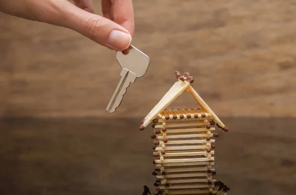 Toy House Matches Keys Front Them Concept — Stock Photo, Image