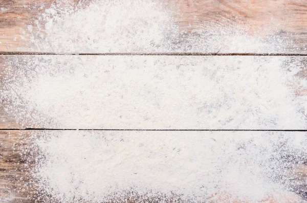 Белая Мука Деревянном Фоне Вид Сверху Фон Копировальным Пространством — стоковое фото