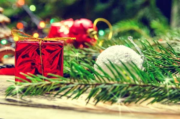 Hermosa Navidad Año Nuevo Fondo Con Bolas Navidad Blancas Pequeñas — Foto de Stock